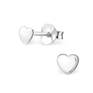 Womens Silver Stud Earrings | 6mm Tiny Heart Stud Earrings for Women Girls