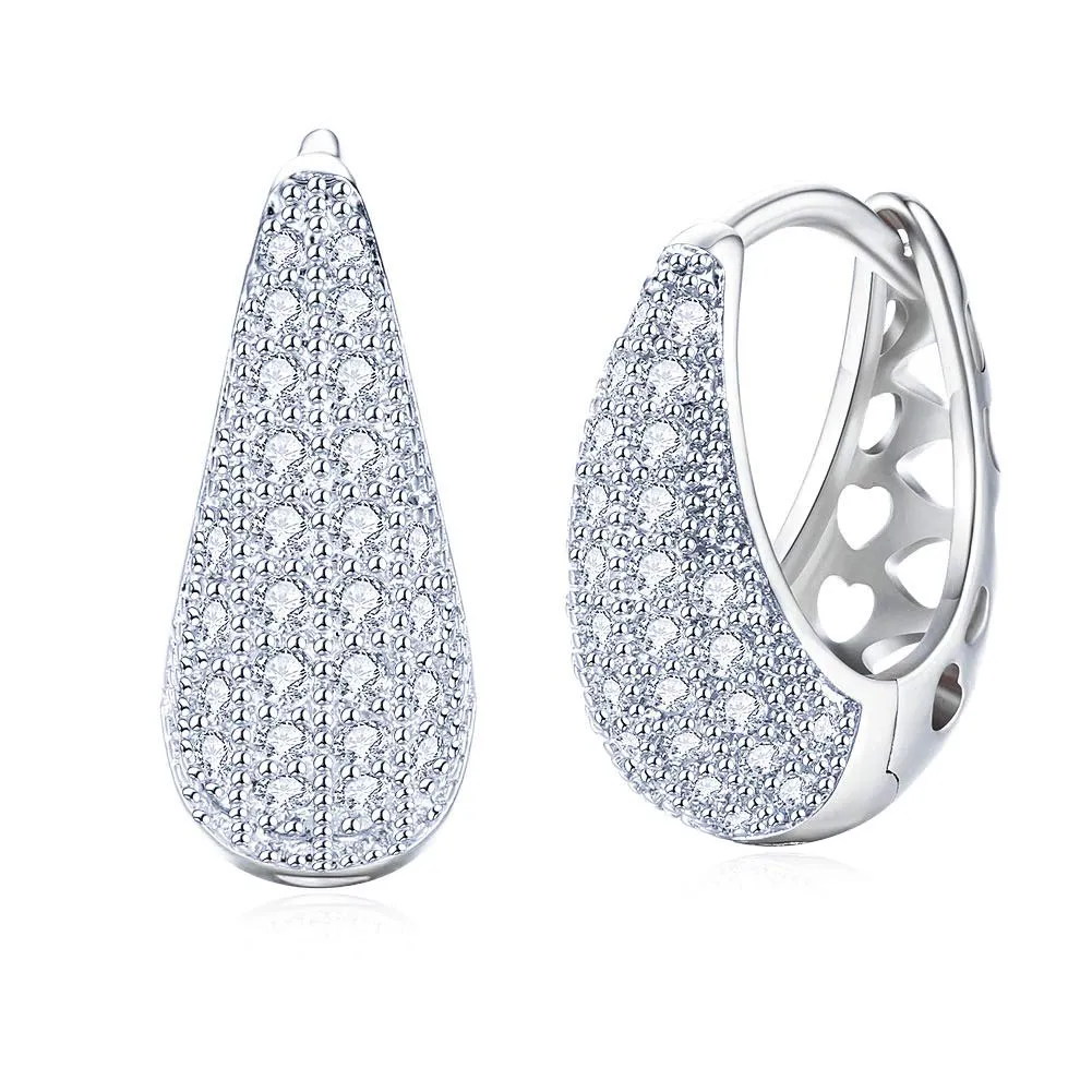 Yellow Chimes Women's Crystals from Swarovski Classic Designer Plated Base Metal Stylish Hoop Earrings