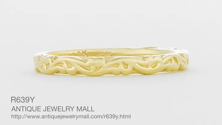 Yellow Gold Art Deco Antique Scrolls Wedding Band