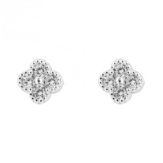 Zirconia Pave Flower Stud Earrings E6279C