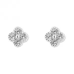 Zirconia Pave Flower Stud Earrings E6279C