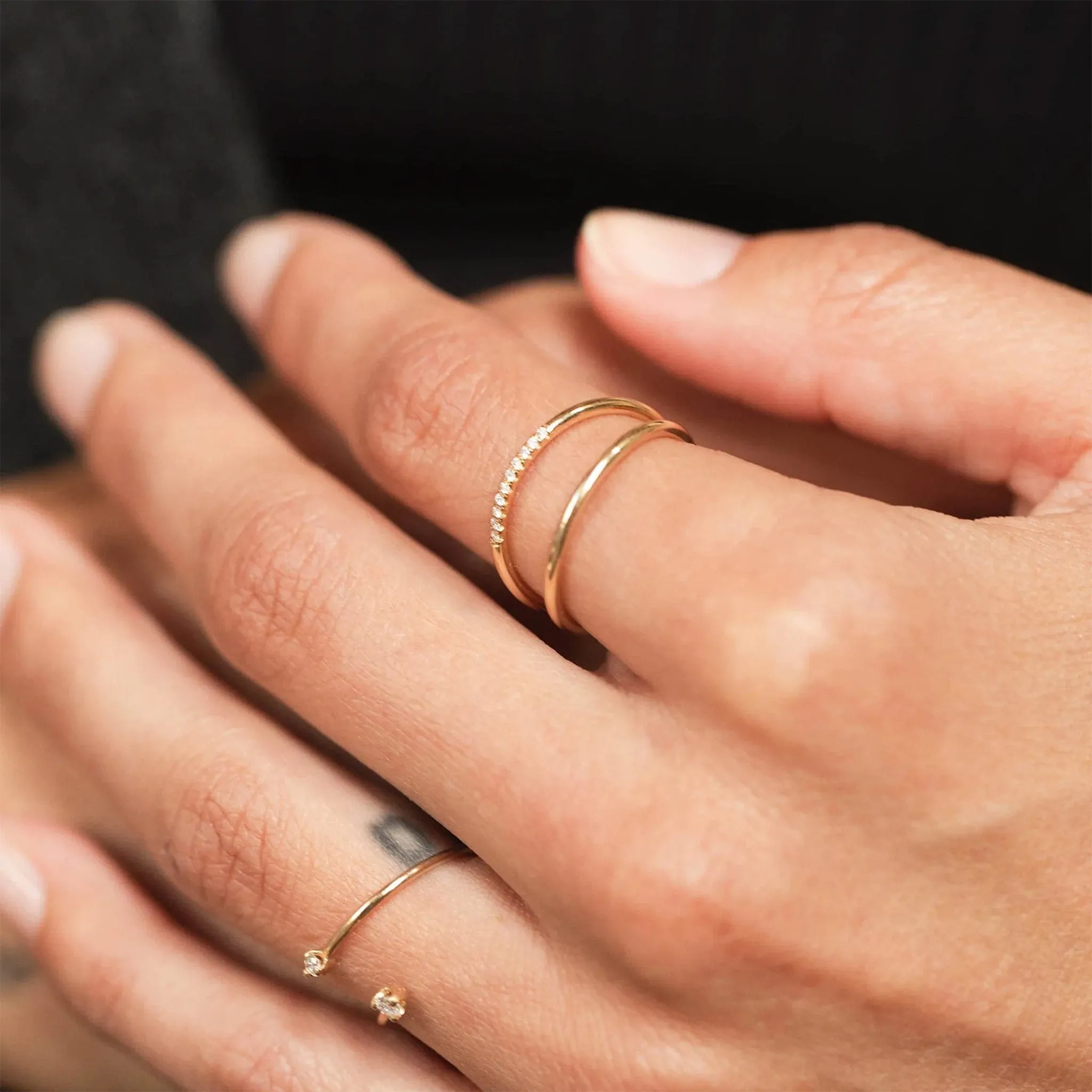 Zoe Chicco Yellow Gold Split Band Diamond Ring